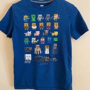Navy blue Minecraft graphic t-shirt.